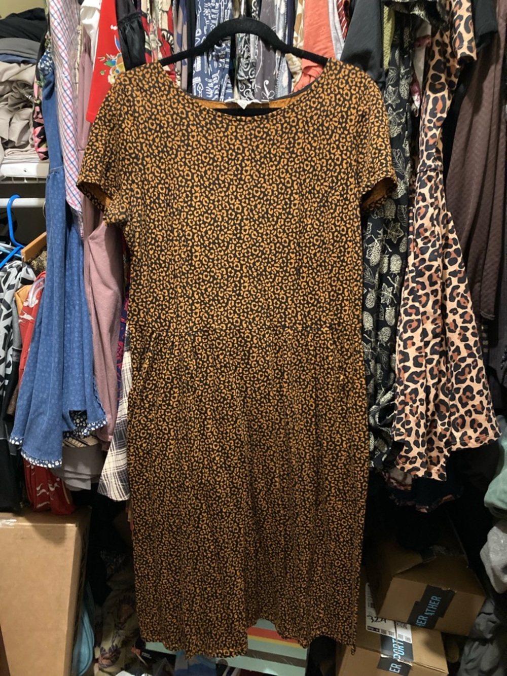 Boden Leopard-Print Midi Dress in Tan and Black